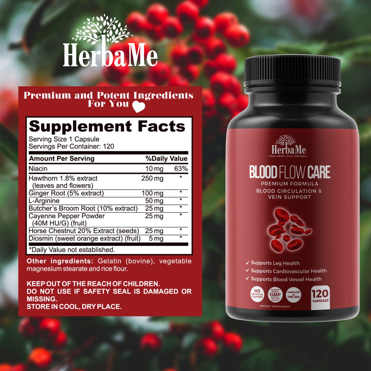 Blood Flow Care - Circulation Support Supplement - HerbaMe