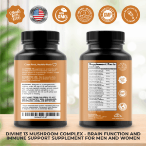 Mushroom Extract Complex with Black Pepper, Lion's Mane, Cordyceps, Turkey Tail, Chaga, Shiitake, Maitake